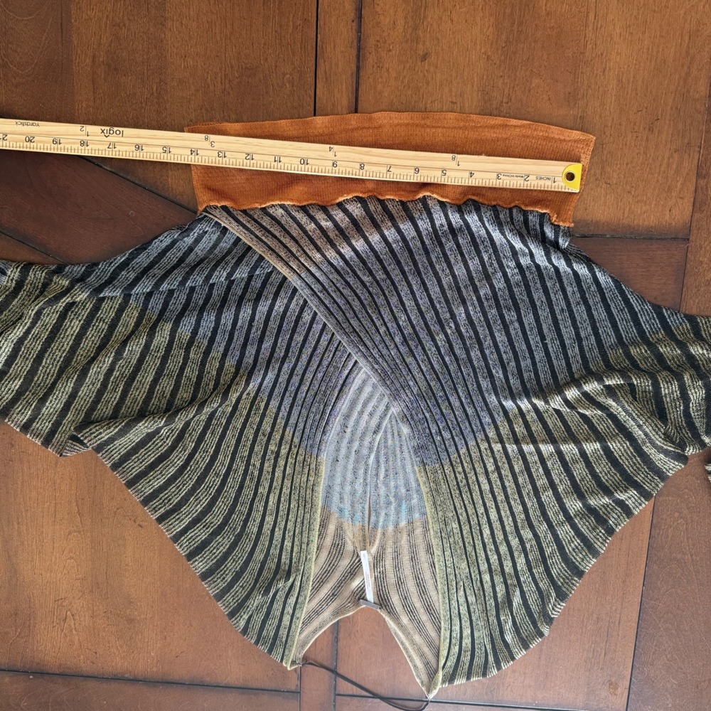 Free People Striped Ribbed Wrap Top in Olive, Gray and Rust - Picture 9 of 10